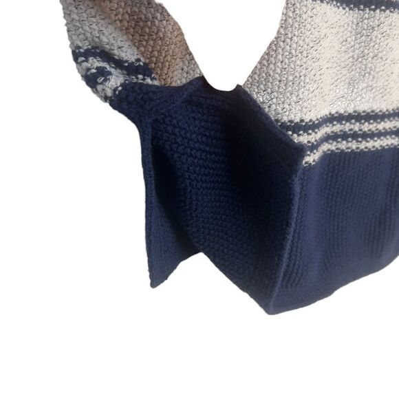 J. Jill Gray & Navy Striped Soft Oversized Cowl Neck Tunic Sweater Sz S - Picture 2 of 15